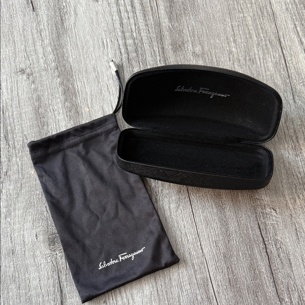 Salvatore Ferragamo Black Toiletry / Accessory Case with Drawstring Pouch